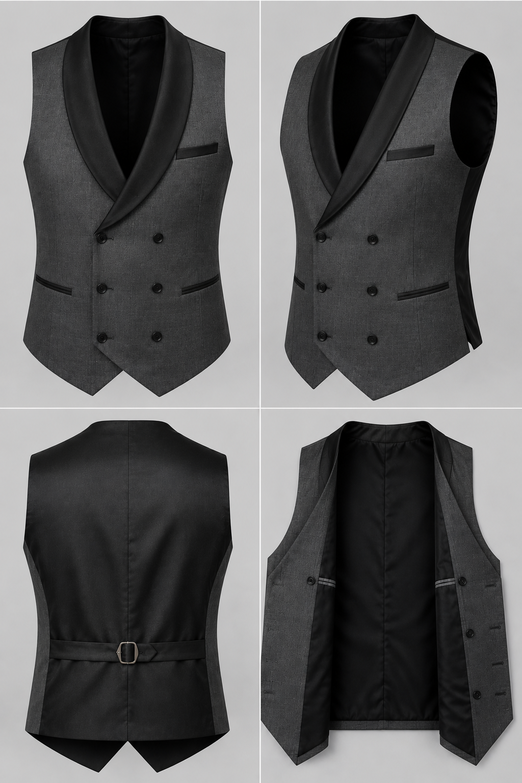 Formal Gray Double Breasted Waistcoat